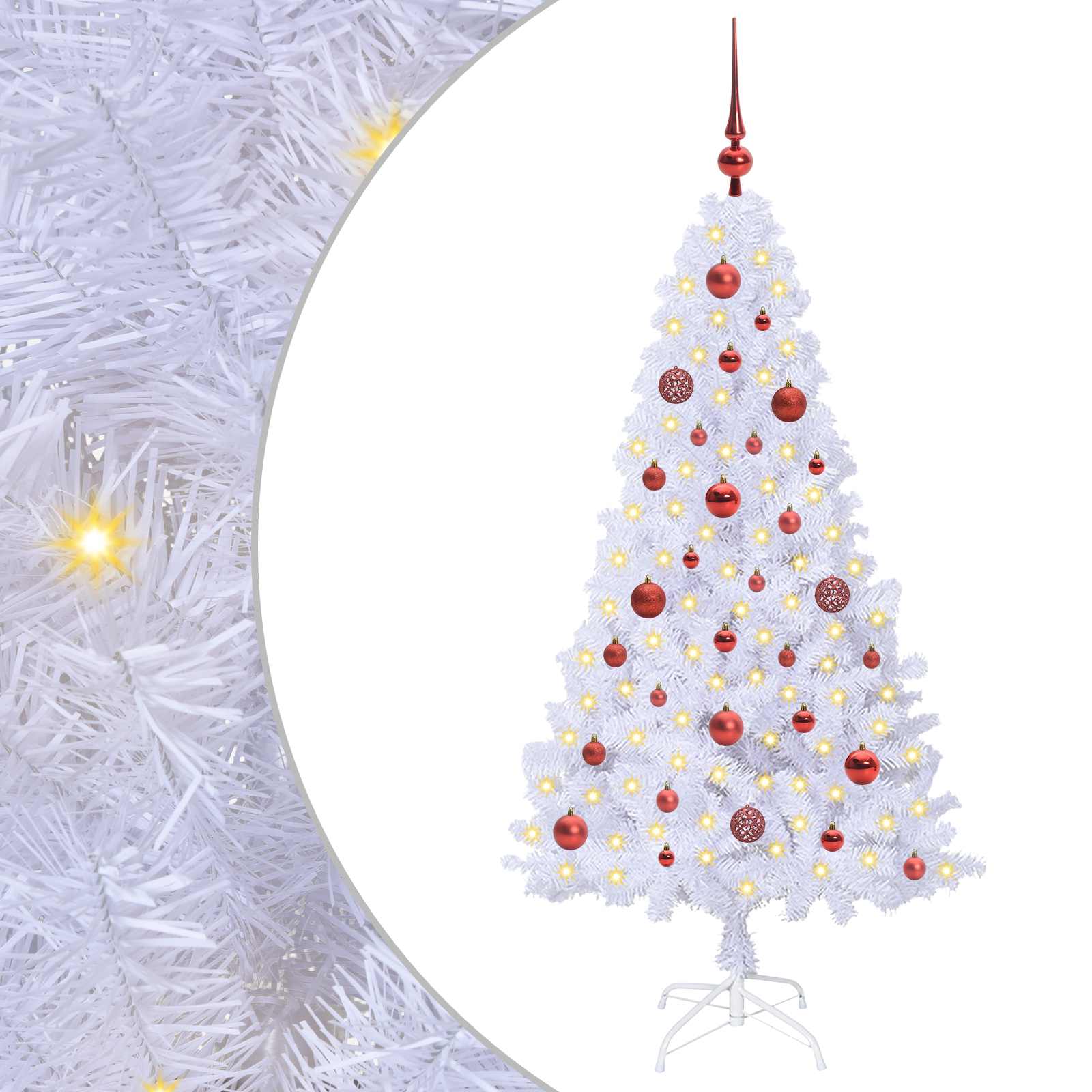 Sapin de Noël artificiel avec 150 LED Blanc 150 cm PVC et Acier – Image 2