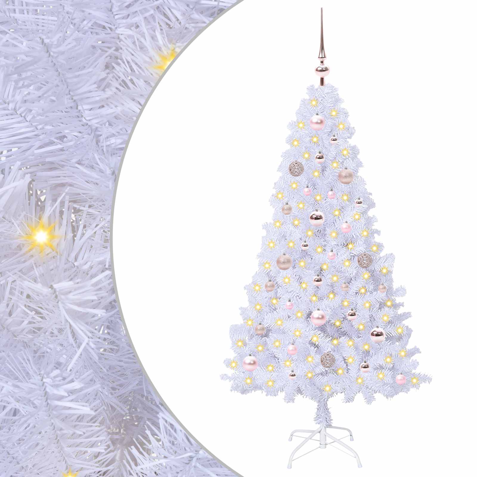 Sapin de Noël artificiel avec 150 LED Blanc 150 cm PVC et Acier – Image 2