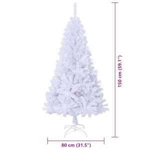 Umělý vánoční stromeček s stojanem Bílá 150 cm PVC a ocel - obrázek 14