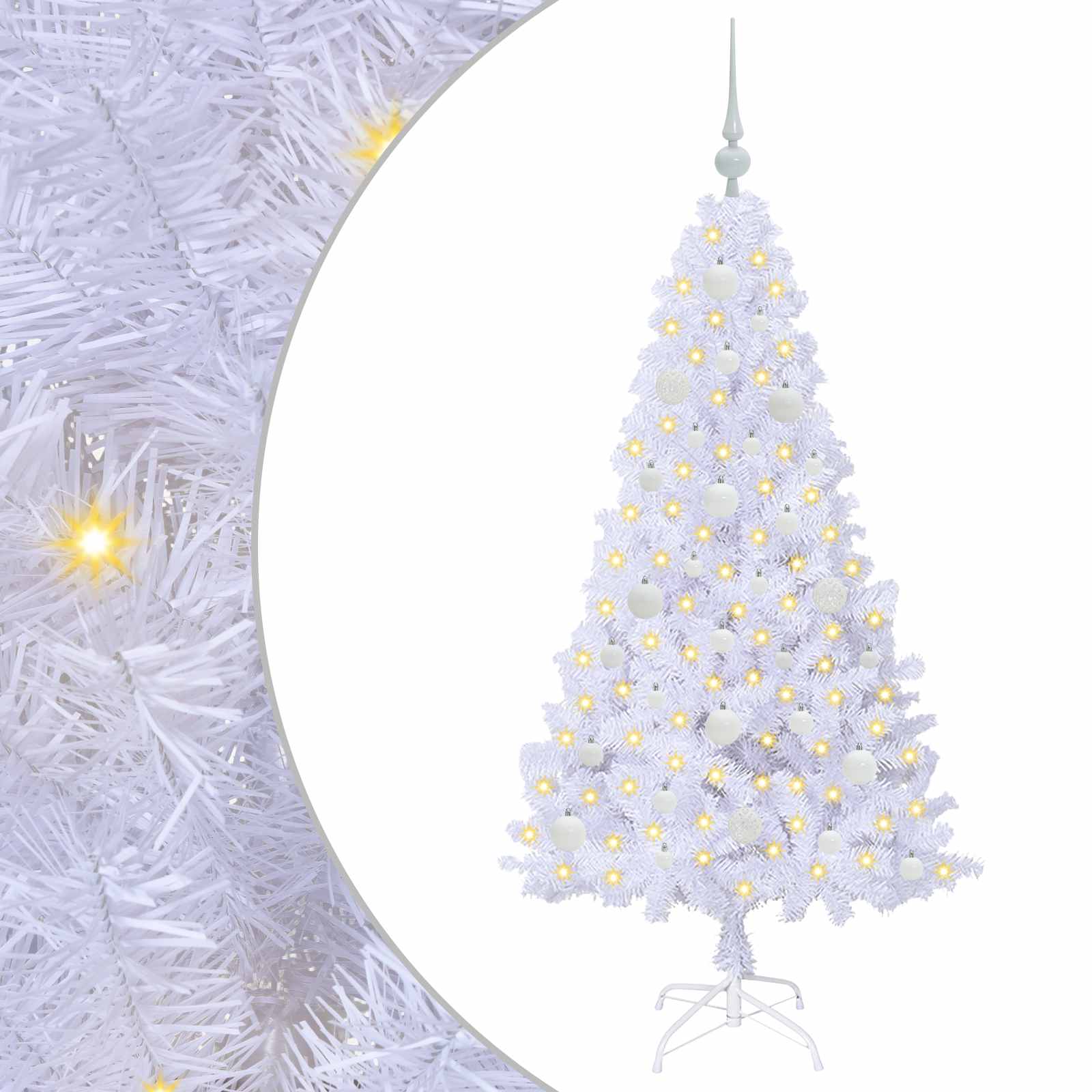 Sapin de Noël artificiel avec 150 LED Blanc 150 cm PVC et Acier – Image 2