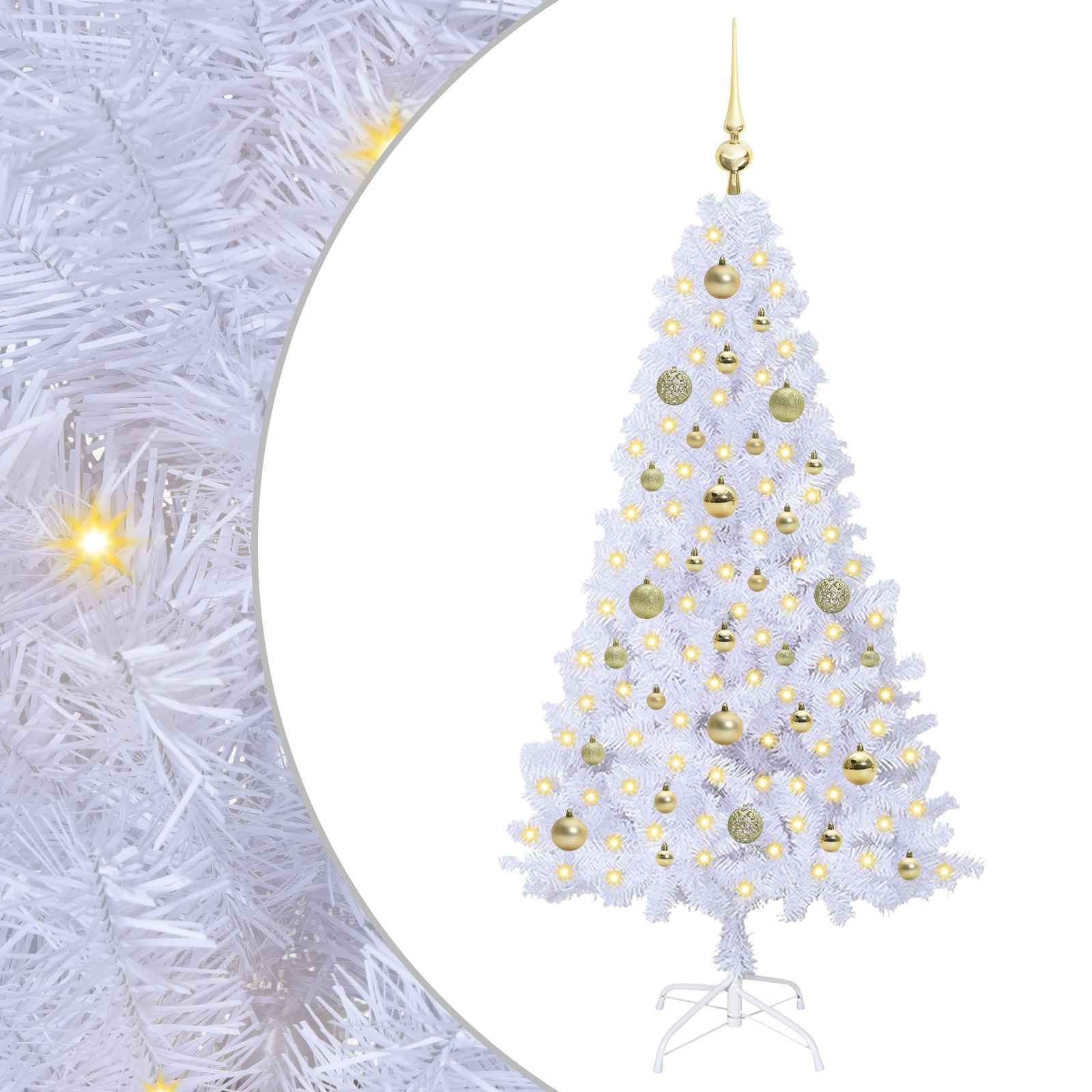 Sapin de Noël artificiel avec 150 LED Blanc 150 cm PVC et Acier – Image 2