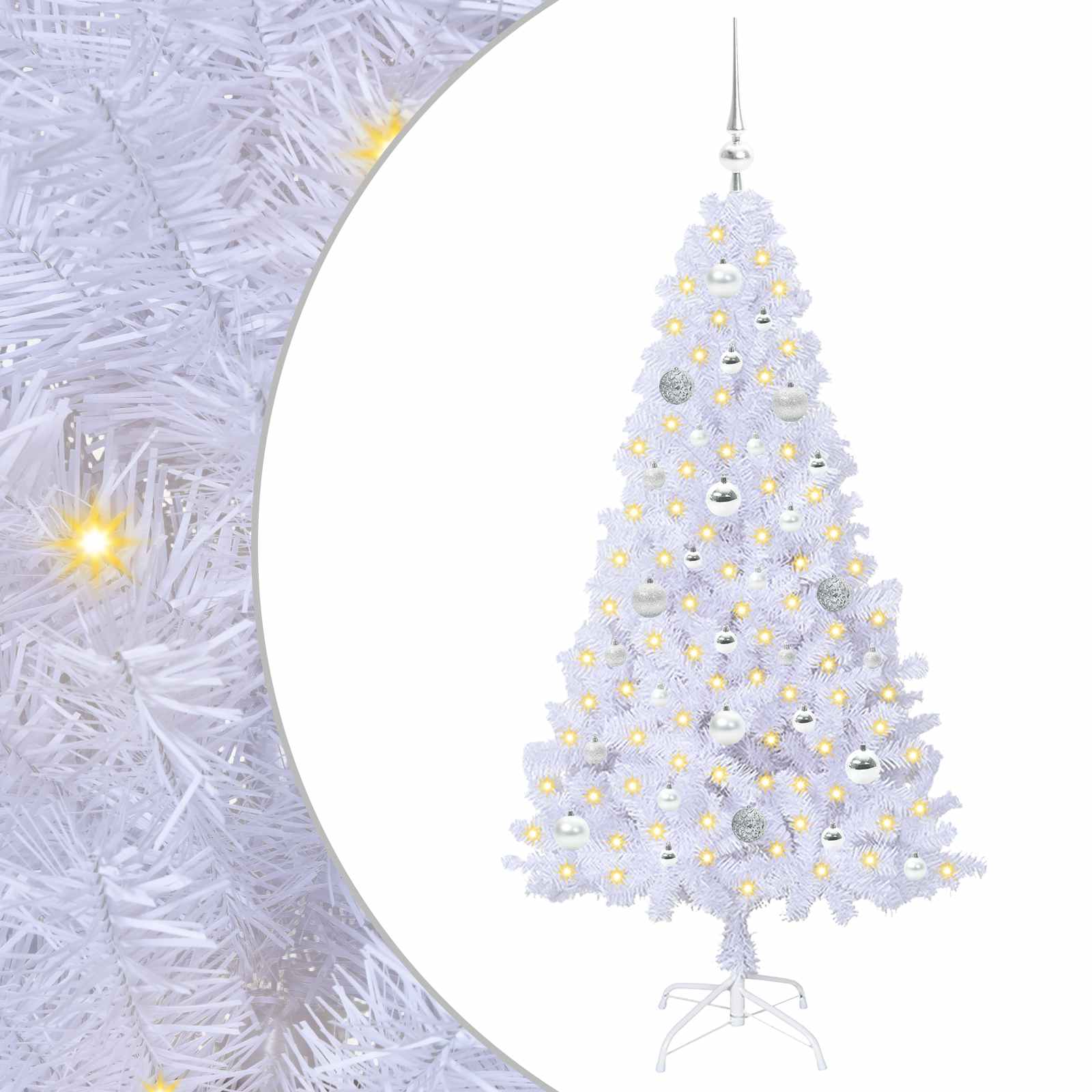 Sapin de Noël artificiel avec 150 LED Blanc 150 cm PVC et Acier – Image 2