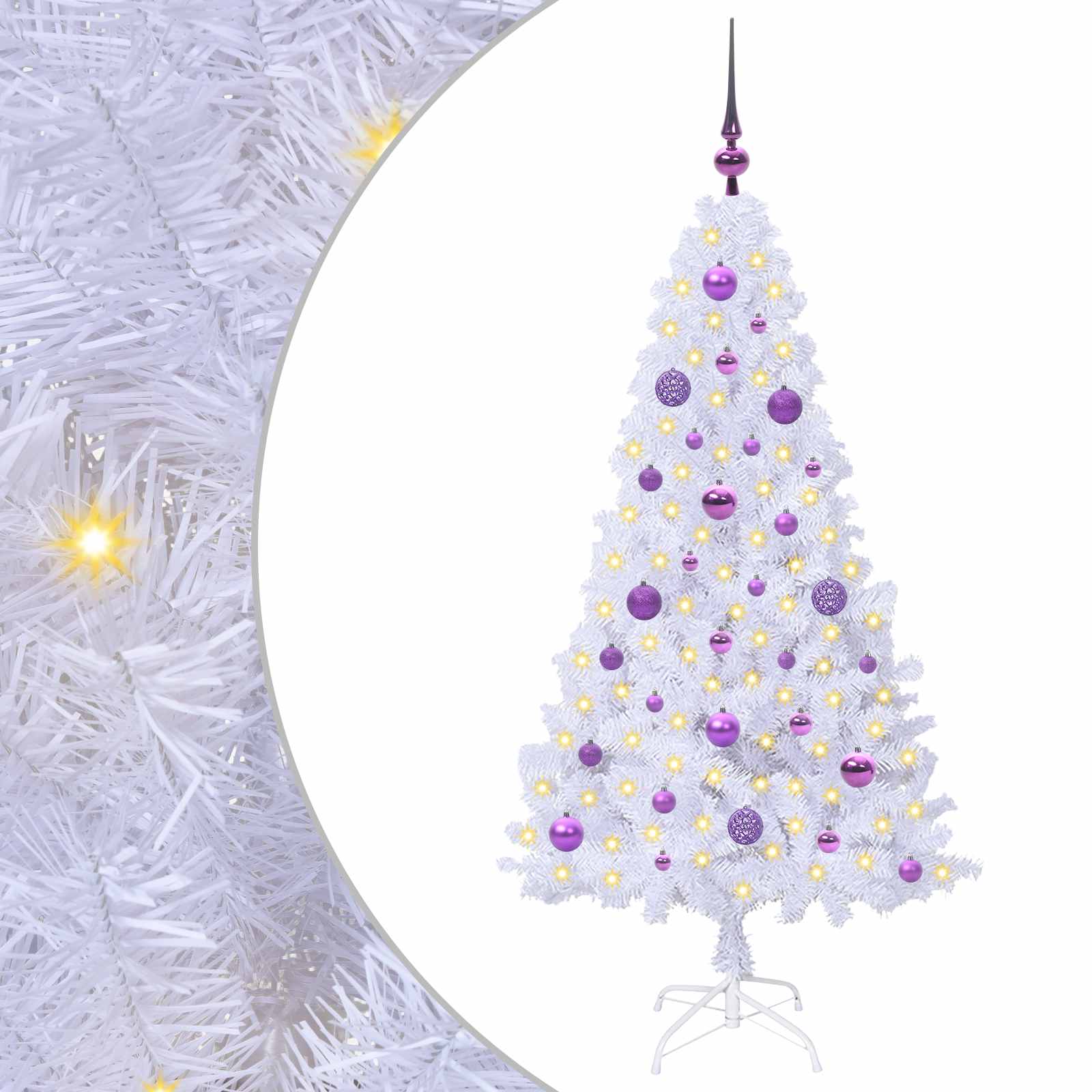 Sapin de Noël artificiel avec 150 LED Blanc 150 cm PVC et Acier – Image 2