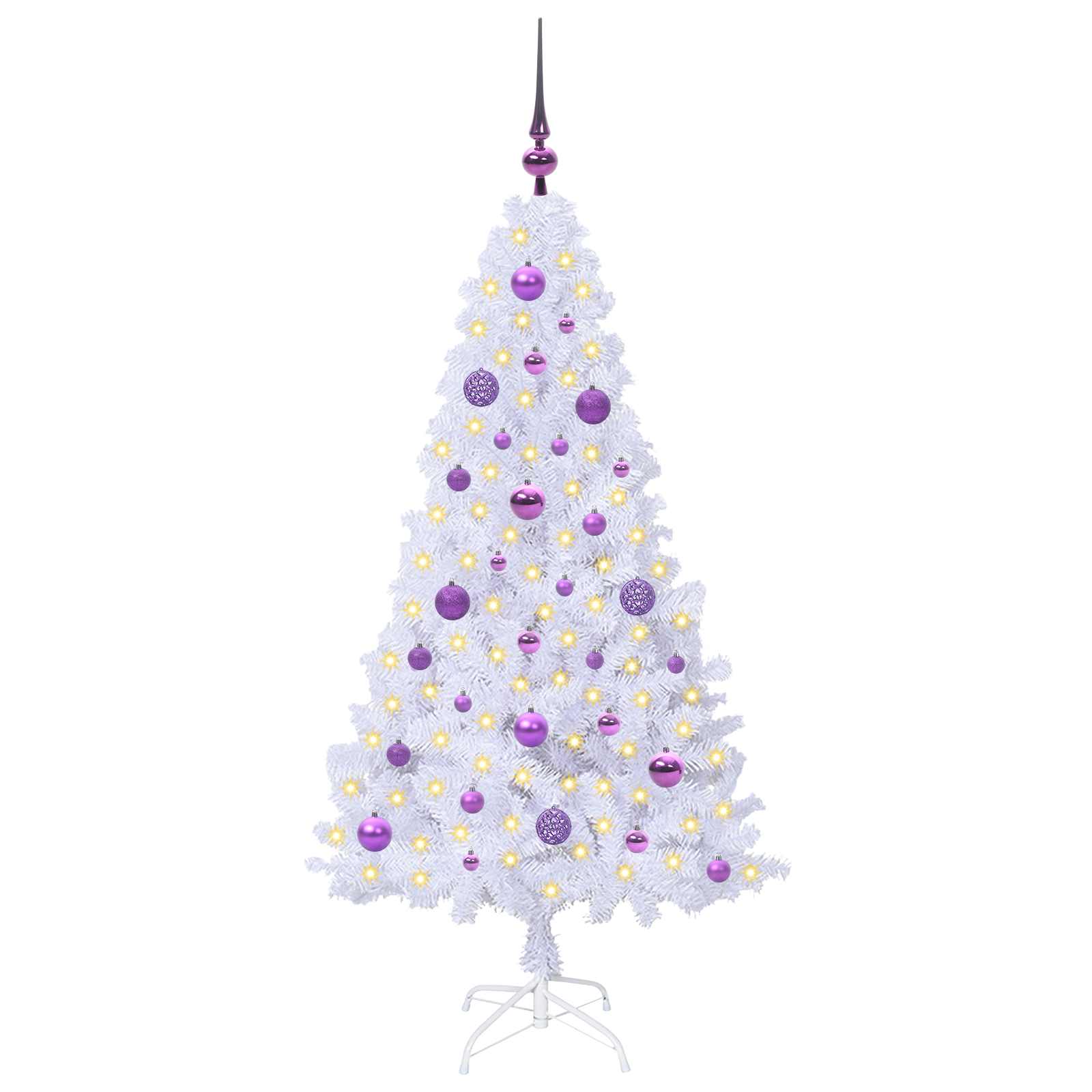 Sapin de Noël artificiel avec 150 LED Blanc 150 cm PVC et Acier – Image 3