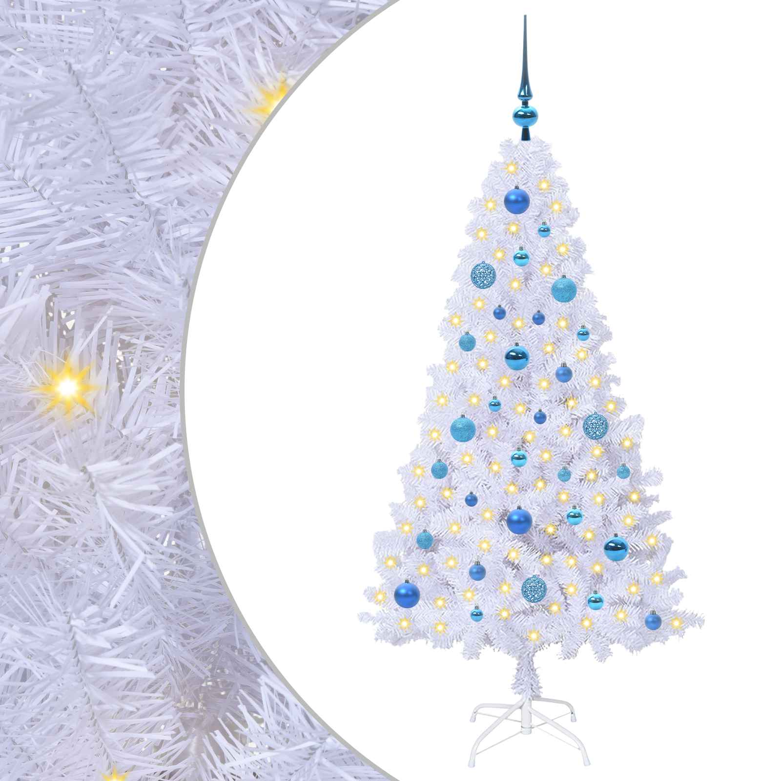 Sapin de Noël artificiel avec 150 LED Blanc 150 cm PVC et Acier – Image 2