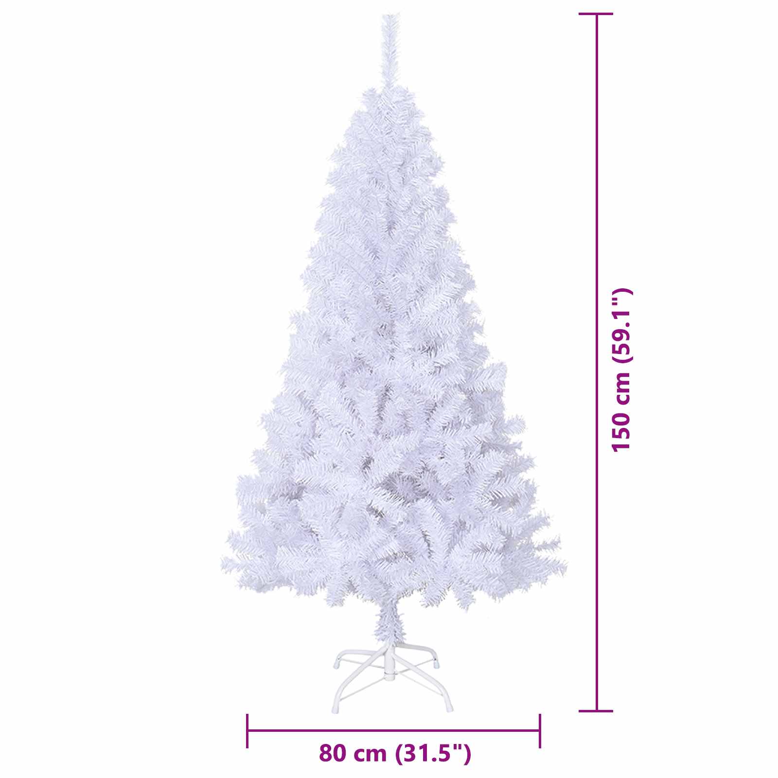 Umělý vánoční stromeček s stojanem Bílá 150 cm PVC a ocel - obrázek 17