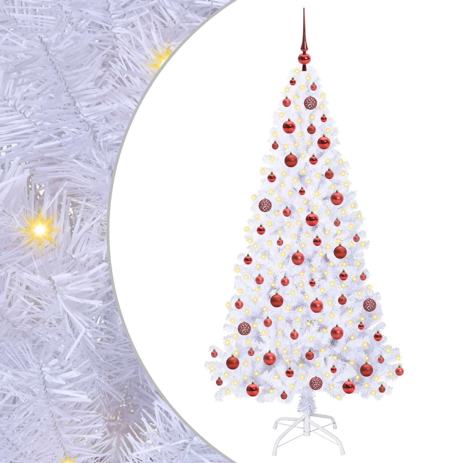 Sapin de Noël artificiel avec 300 LED Blanc 180 cm PVC et Acier – Image 2