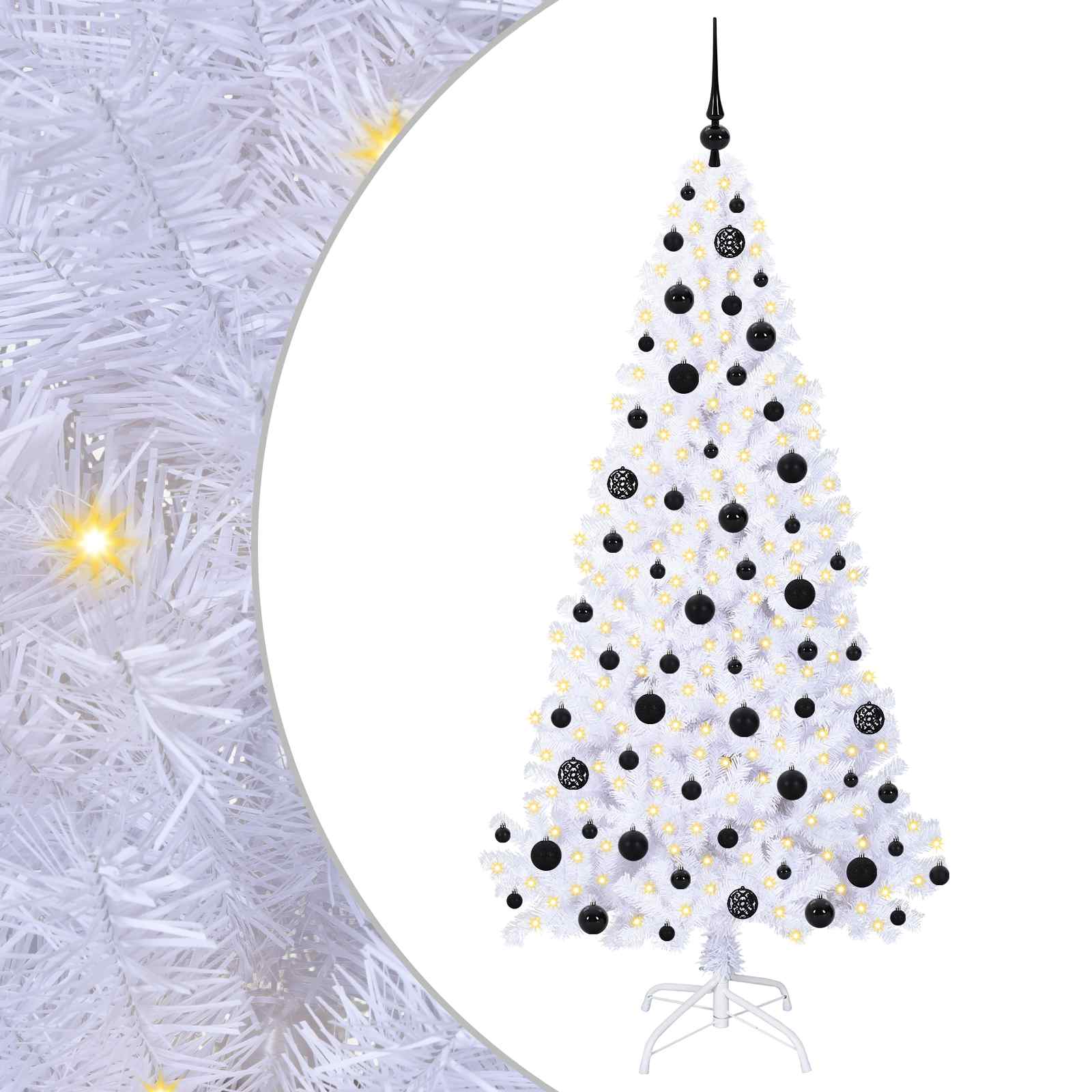 Sapin de Noël artificiel avec 300 LED Blanc 180 cm PVC et Acier – Image 2