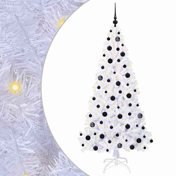 vidaXL Tehisj&otilde;ulupuu koos 300 LED-iga Valge 180 cm PVC ja teras