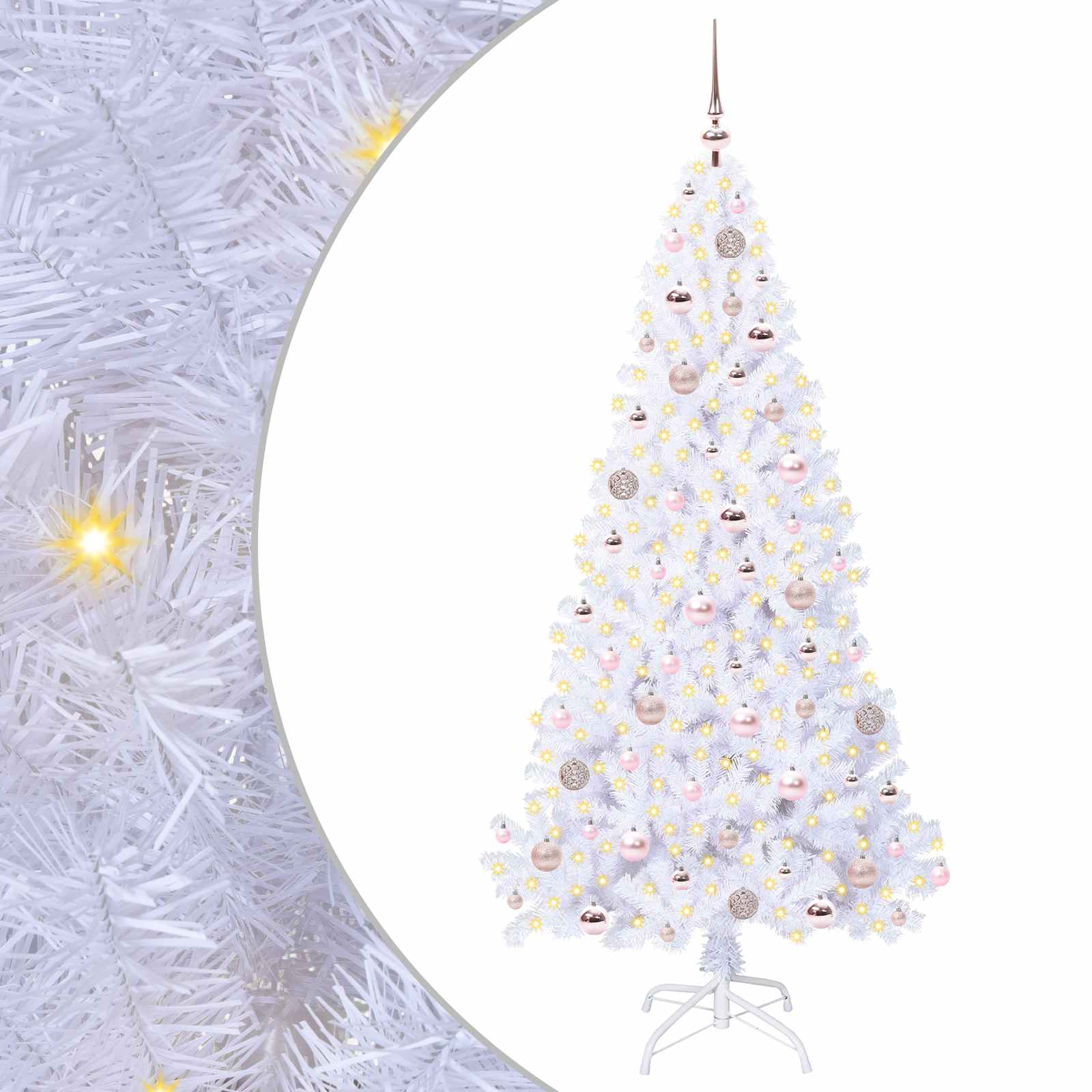 Sapin de Noël artificiel avec 300 LED Blanc 180 cm PVC et Acier – Image 2