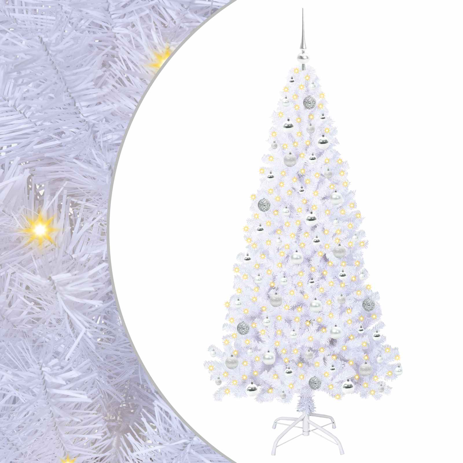 Sapin de Noël artificiel avec 300 LED Blanc 180 cm PVC et Acier – Image 2