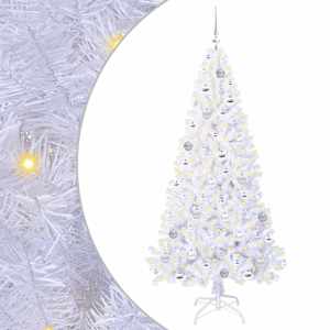 vidaXL Tehisj&otilde;ulupuu koos 300 LED-iga Valge 180 cm PVC ja teras