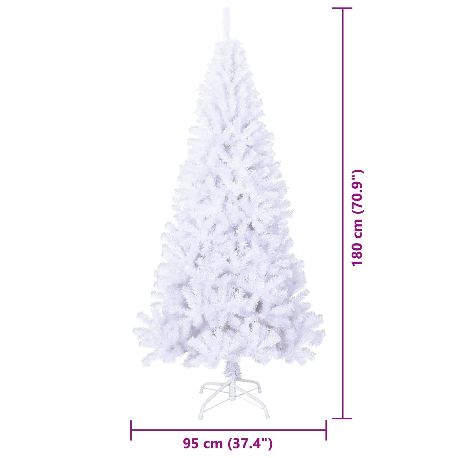 Umělý vánoční stromeček s stojanem Bílá 180 cm PVC a ocel - obrázek 14