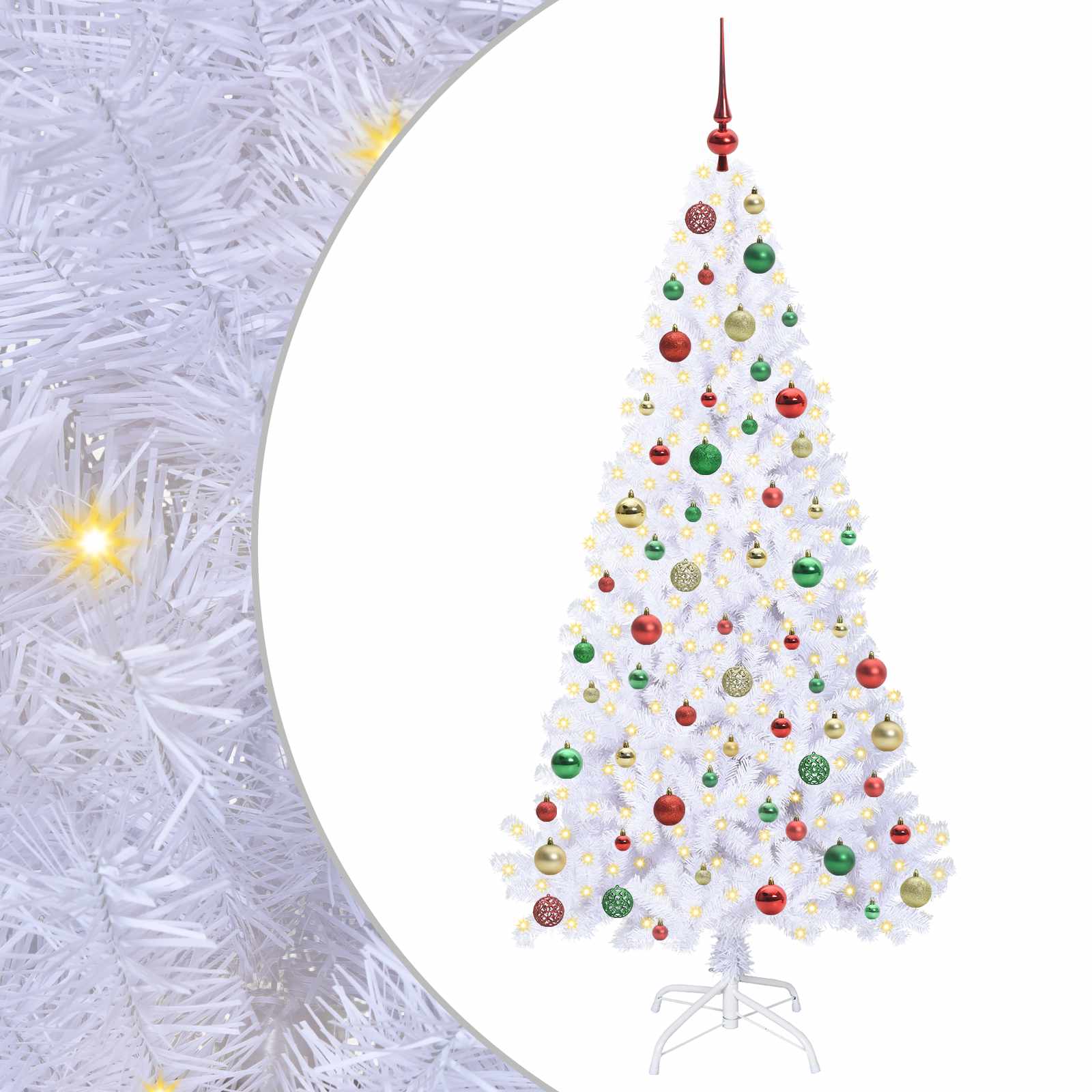 Sapin de Noël artificiel avec 300 LED Blanc 180 cm PVC et Acier – Image 2