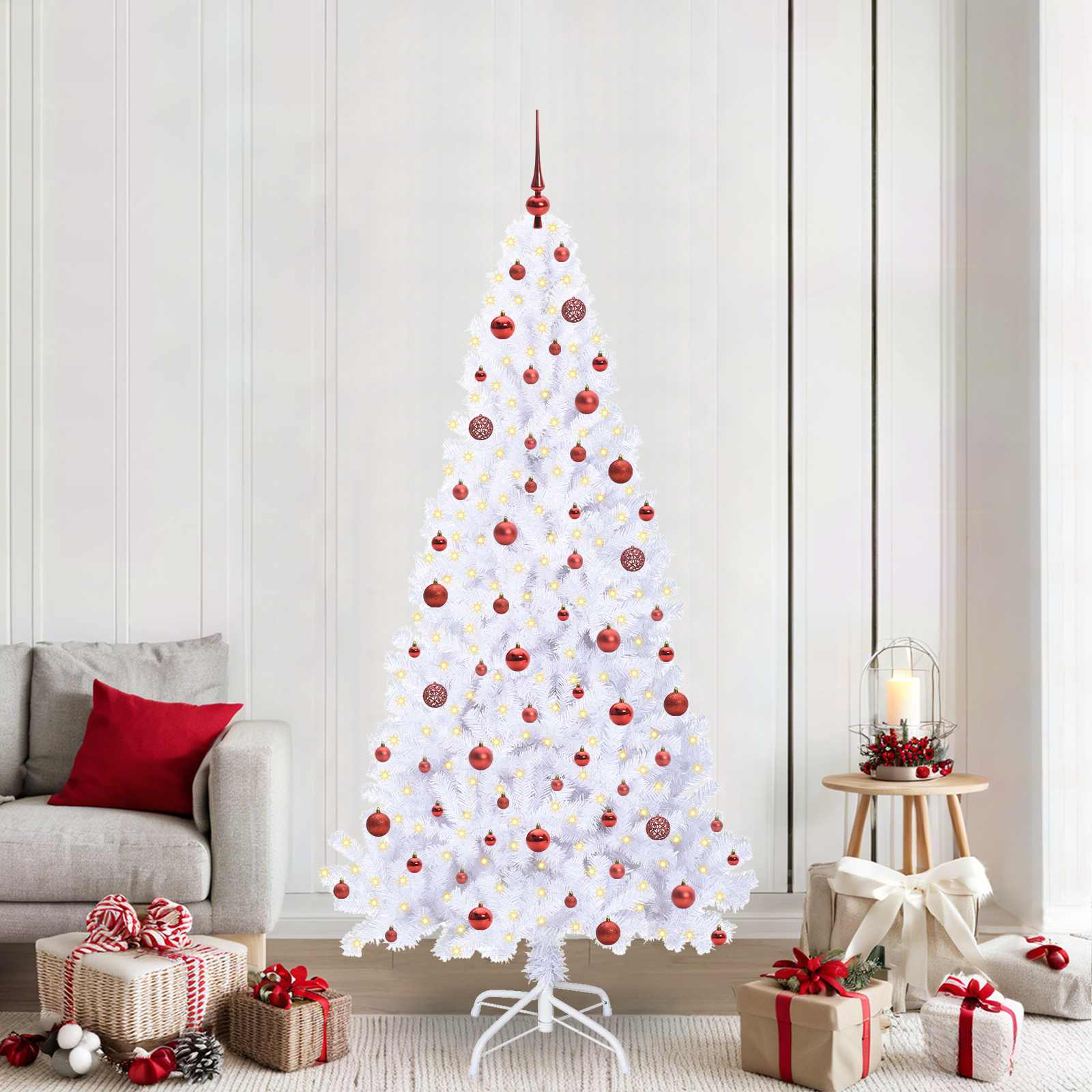 vidaXL Brad de Crăciun artificial cu 300 LED Alb 210 cm PVC și Oțel