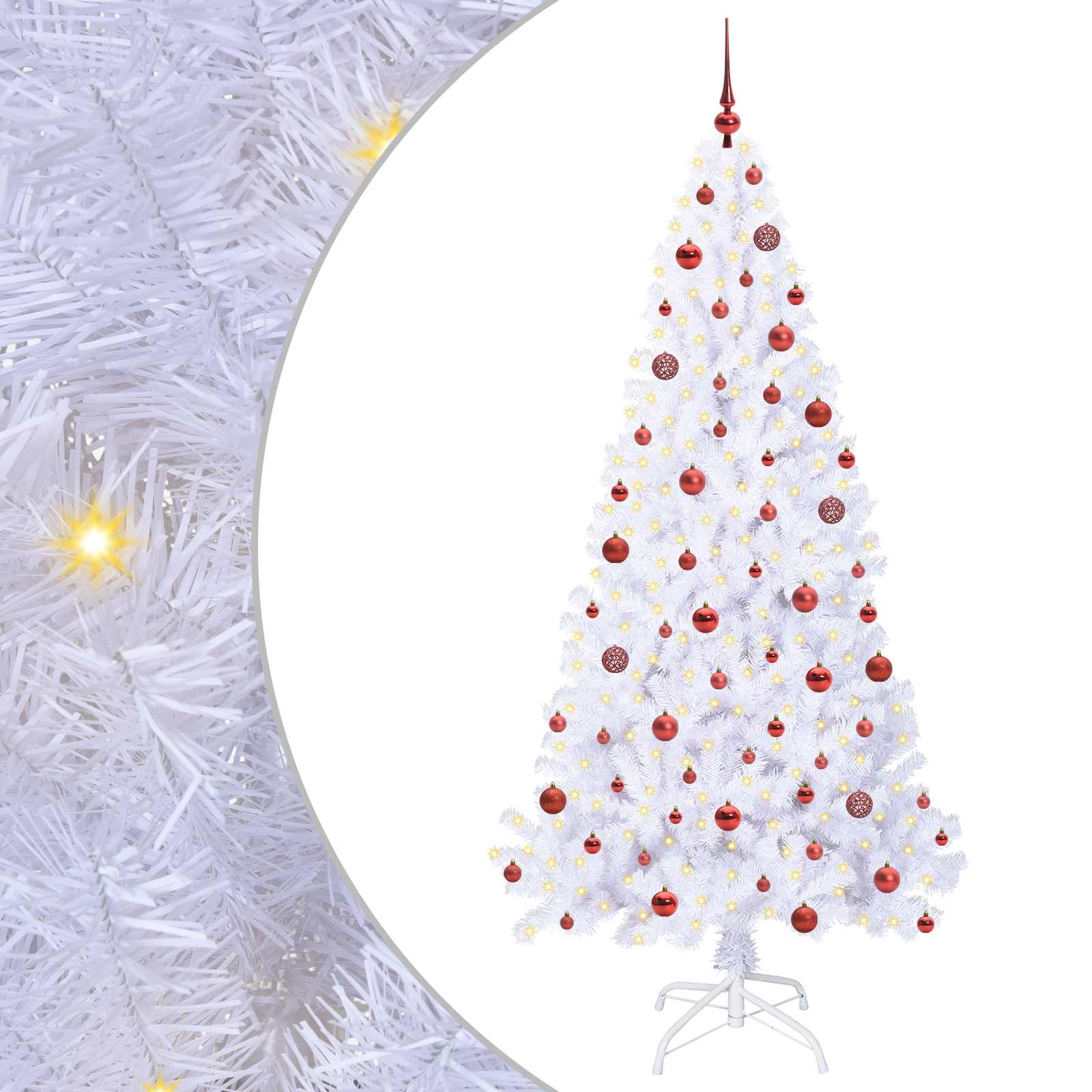 Sapin de Noël artificiel avec 300 LED Blanc 210 cm PVC et Acier – Image 2