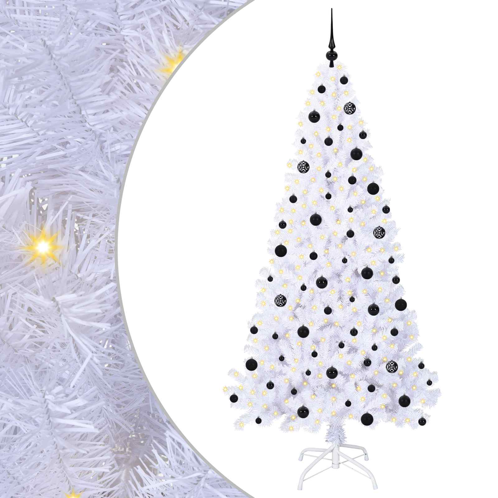 Sapin de Noël artificiel avec 300 LED Blanc 210 cm PVC et Acier – Image 2