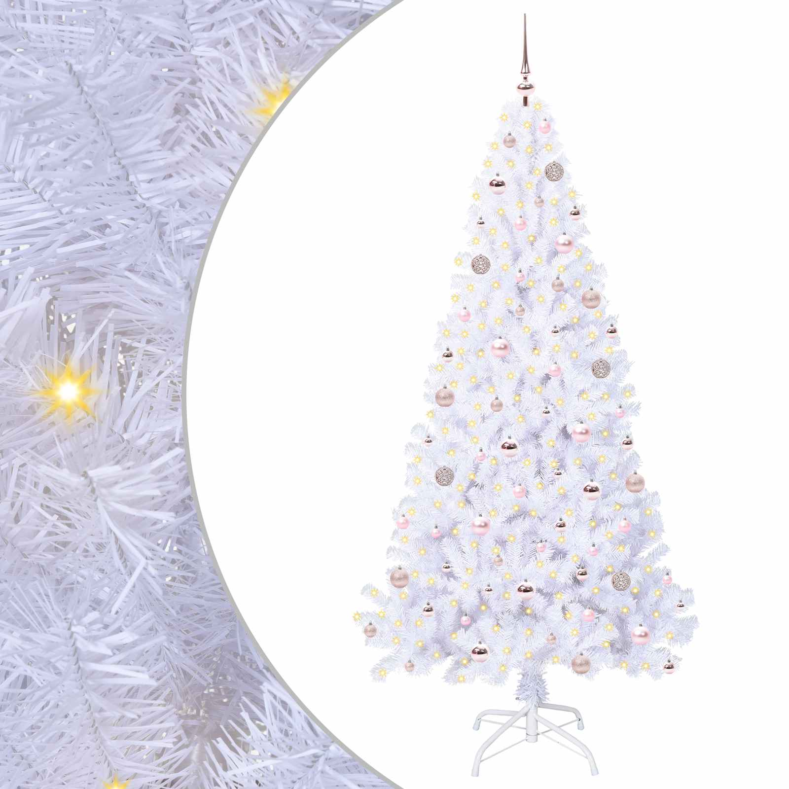 Sapin de Noël artificiel avec 300 LED Blanc 210 cm PVC et Acier – Image 2