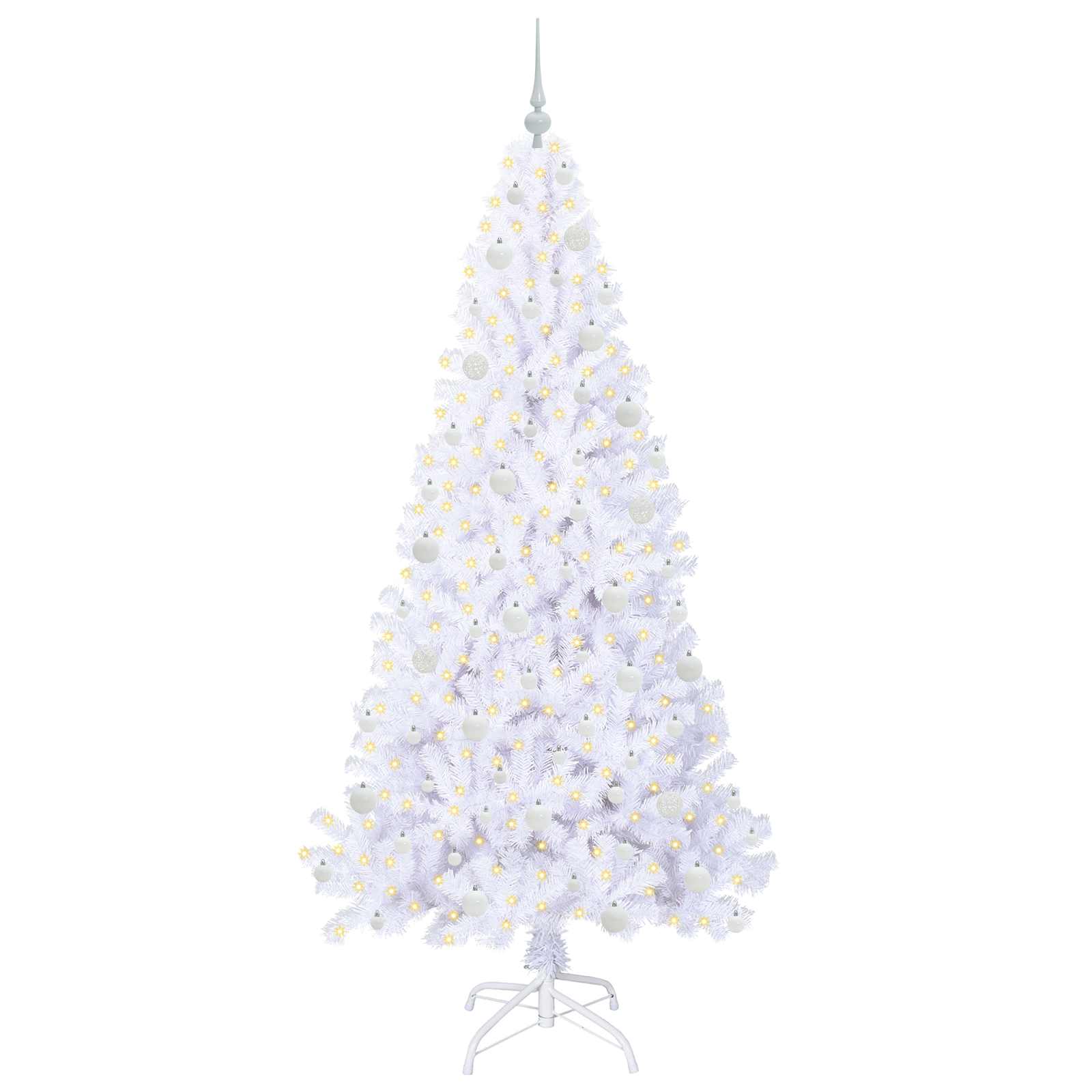 Sapin de Noël artificiel avec 300 LED Blanc 210 cm PVC et Acier – Image 3