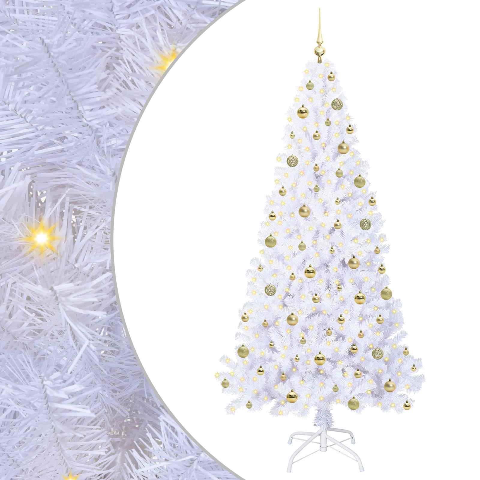 Sapin de Noël artificiel avec 300 LED Blanc 210 cm PVC et Acier – Image 2