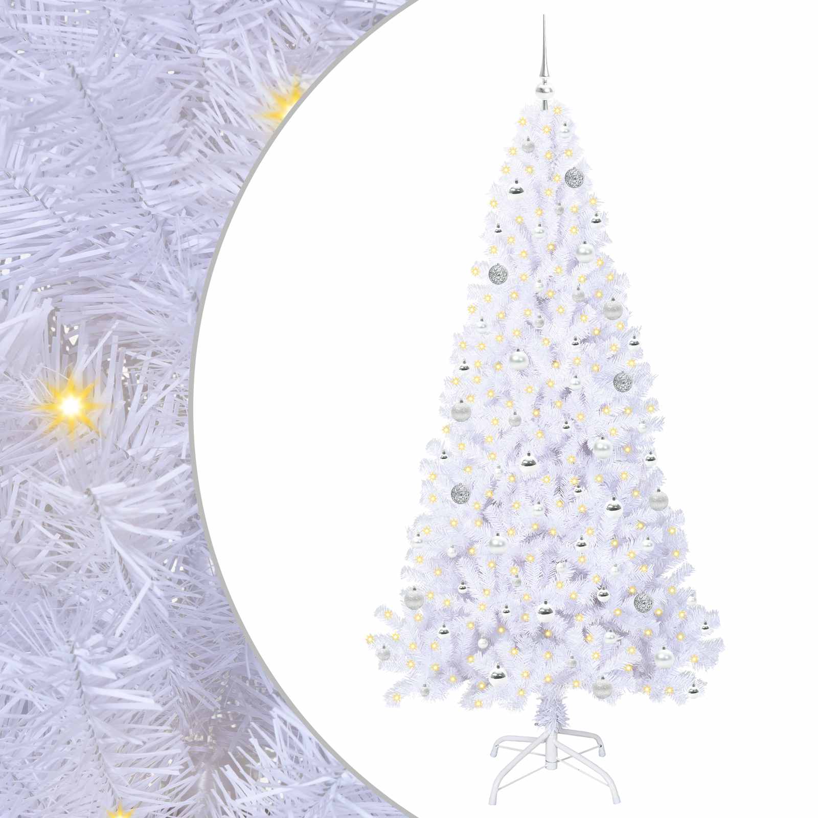 Sapin de Noël artificiel avec 300 LED Blanc 210 cm PVC et Acier – Image 2