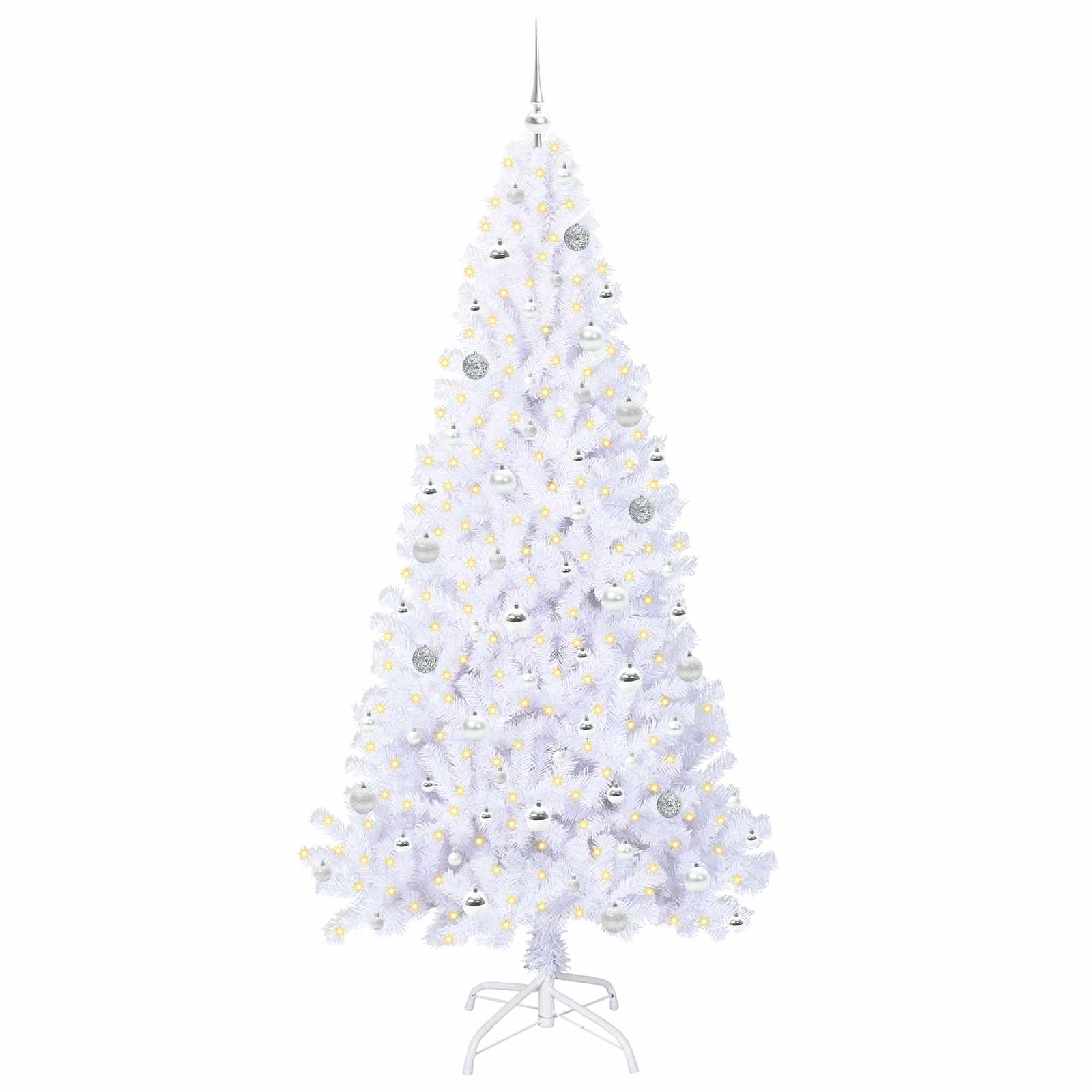 Sapin de Noël artificiel avec 300 LED Blanc 210 cm PVC et Acier – Image 3