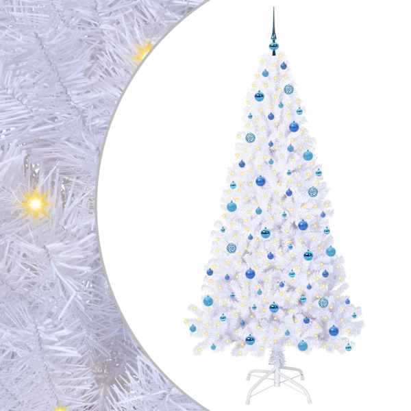 vidaXL Tehisj&otilde;ulupuu koos 300 LED-iga Valge 210 cm PVC ja teras