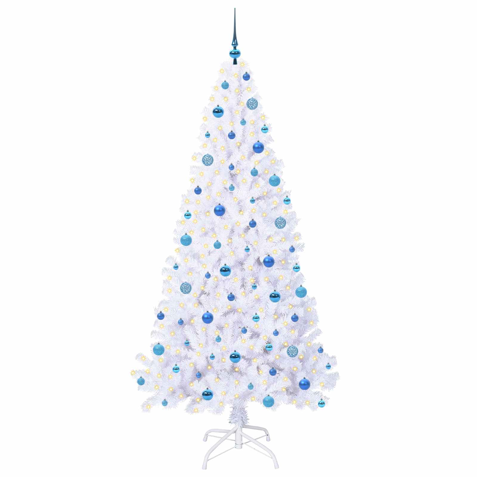 Sapin de Noël artificiel avec 300 LED Blanc 210 cm PVC et Acier – Image 3