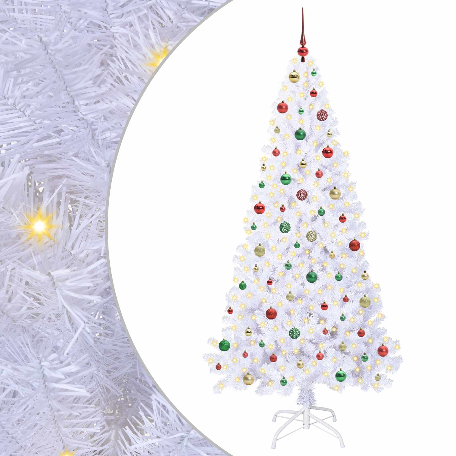 Sapin de Noël artificiel avec 300 LED Blanc 210 cm PVC et Acier – Image 2