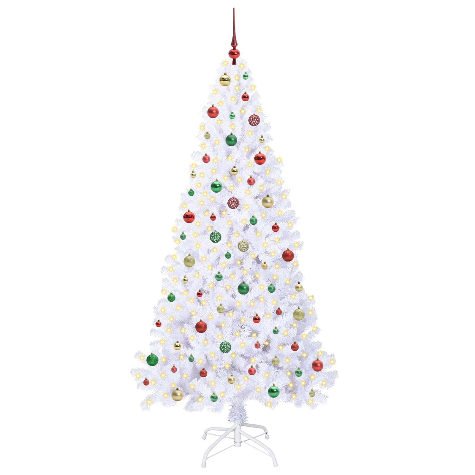 Sapin de Noël artificiel avec 300 LED Blanc 210 cm PVC et Acier – Image 3