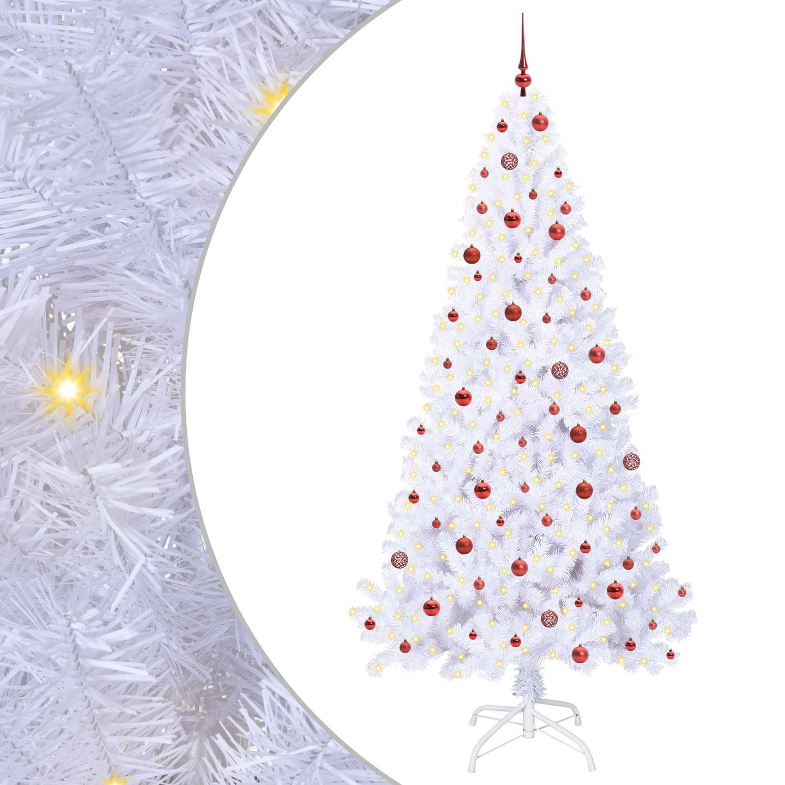 Sapin de Noël artificiel avec 300 LED Blanc 240 cm PVC et Acier – Image 2