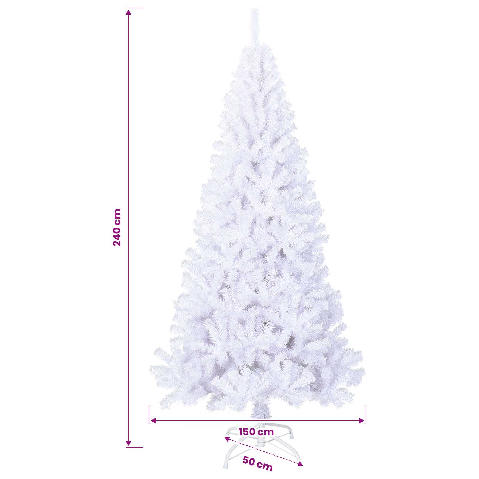 vidaXL Künstlicher Weihnachtsbaum Weiß 240 cm PVC und Stahl – Bild 14