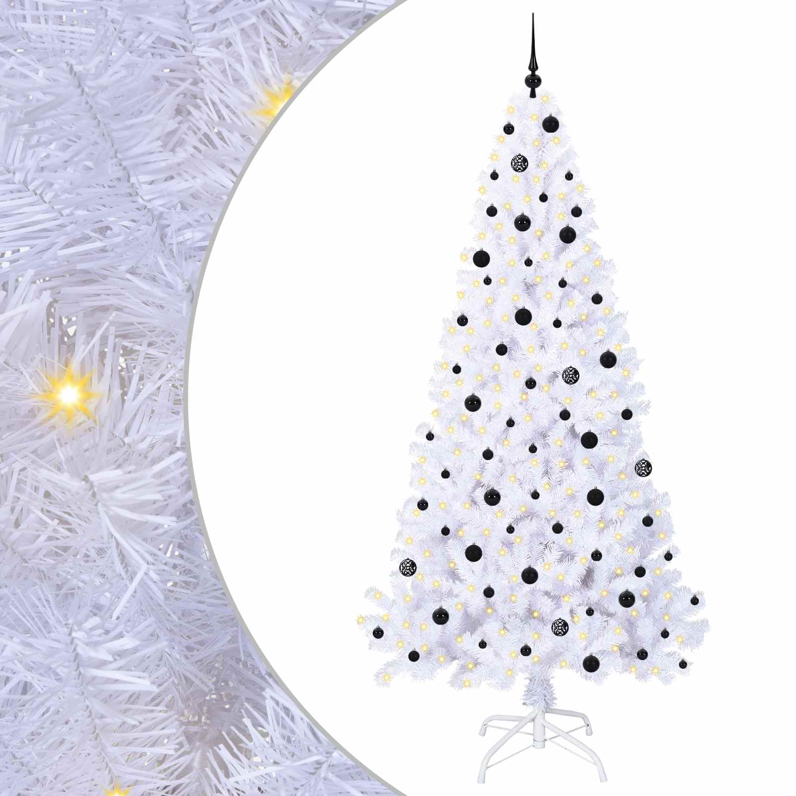 Sapin de Noël artificiel avec 300 LED Blanc 240 cm PVC et Acier – Image 2