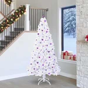 Umestno božično drevo med 300 LED Bela 240 cm PVC in jeklo