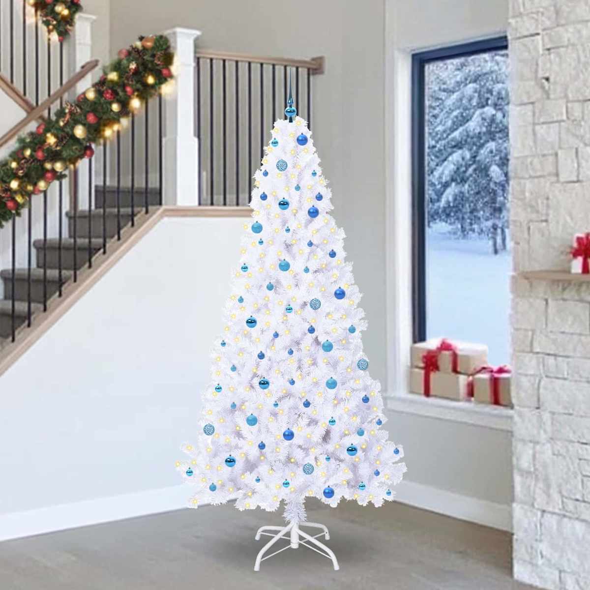 Kunstigt juletræ med 300 LED'er PVC og Stål