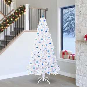 Umestno božično drevo med 300 LED Bela 240 cm PVC in jeklo