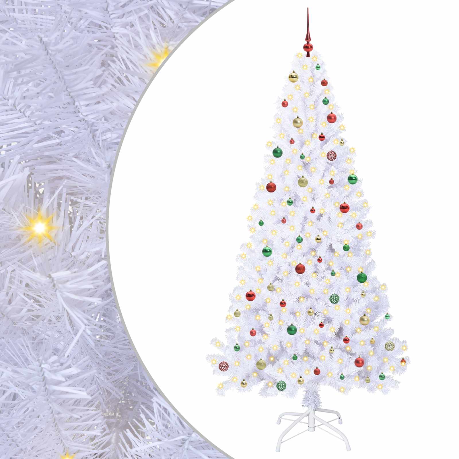Sapin de Noël artificiel avec 300 LED Blanc 240 cm PVC et Acier – Image 2