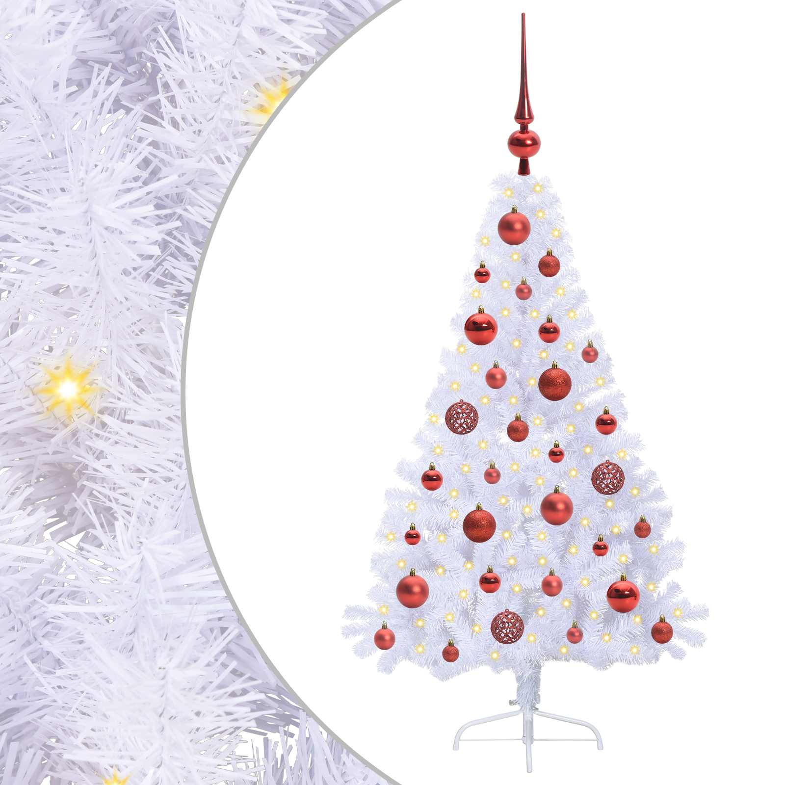 Sapin de Noël artificiel avec 150 LED Blanc 120 cm PVC et Acier – Image 2