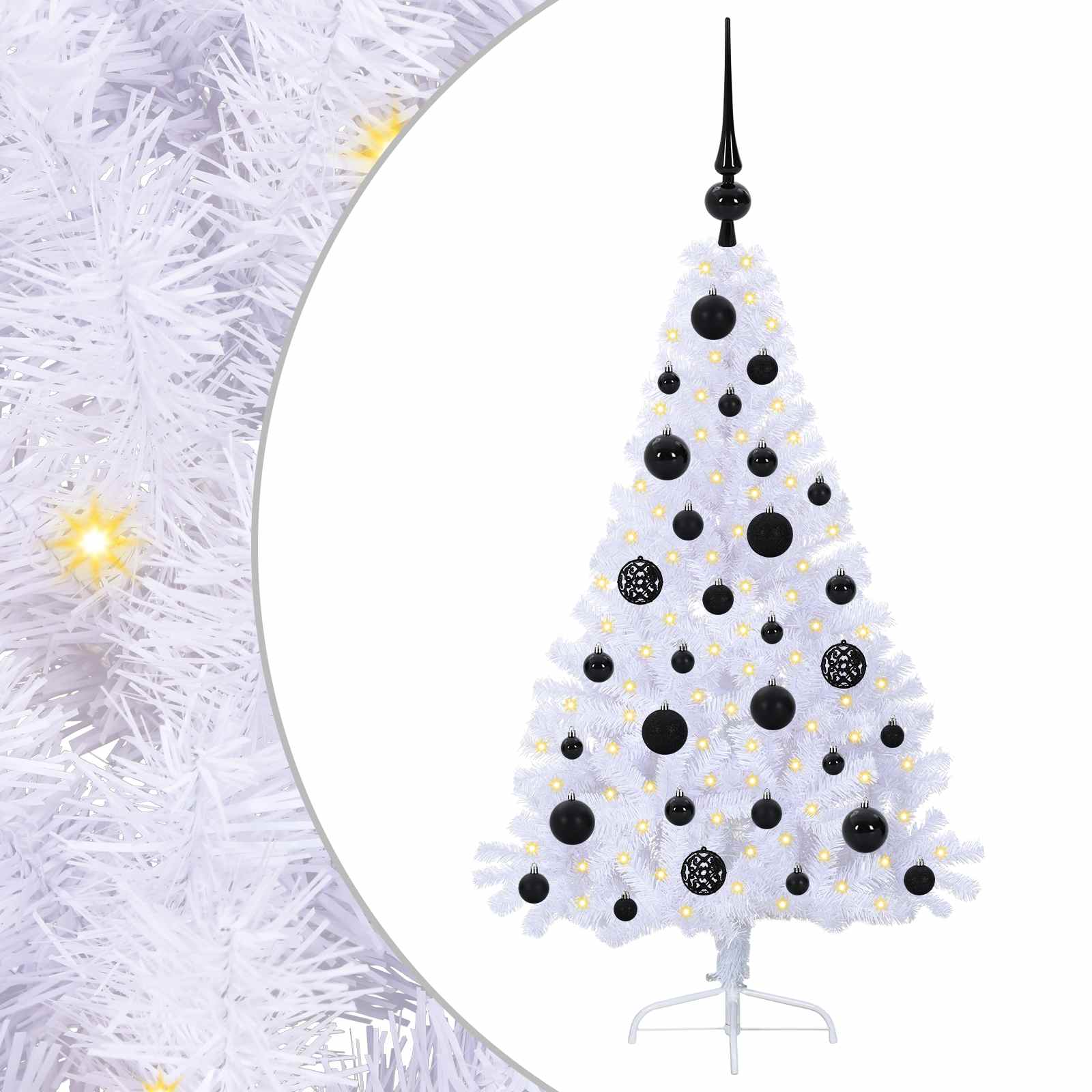 Sapin de Noël artificiel avec 150 LED Blanc 120 cm PVC et Acier – Image 2