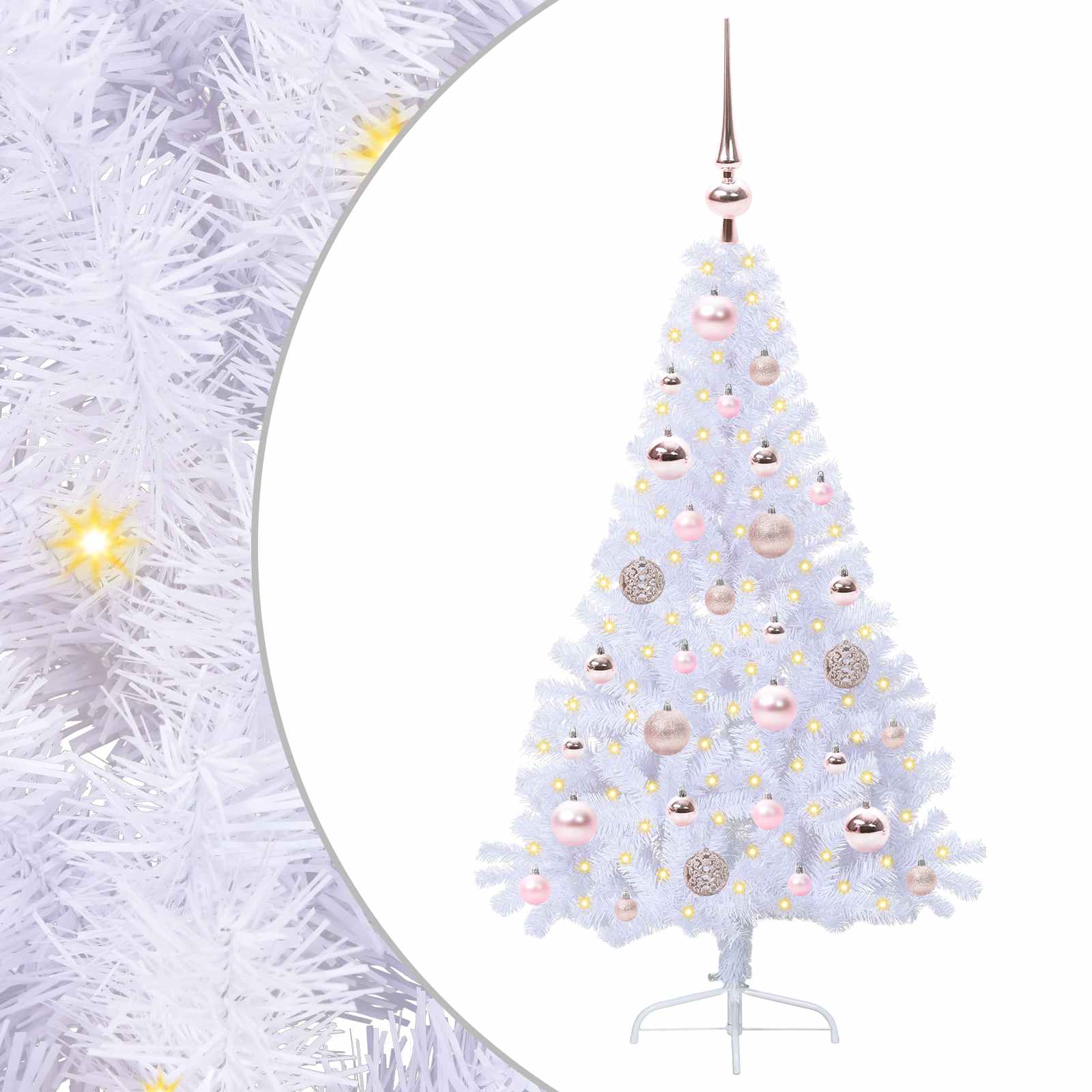 Sapin de Noël artificiel avec 150 LED Blanc 120 cm PVC et Acier – Image 2
