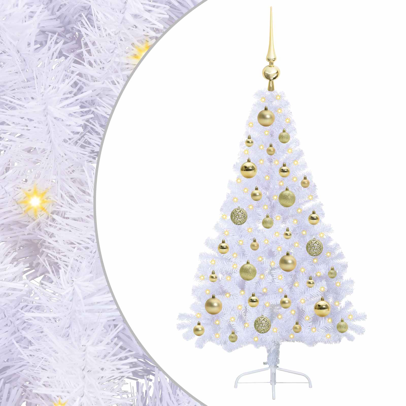 Sapin de Noël artificiel avec 150 LED Blanc 120 cm PVC et Acier – Image 2