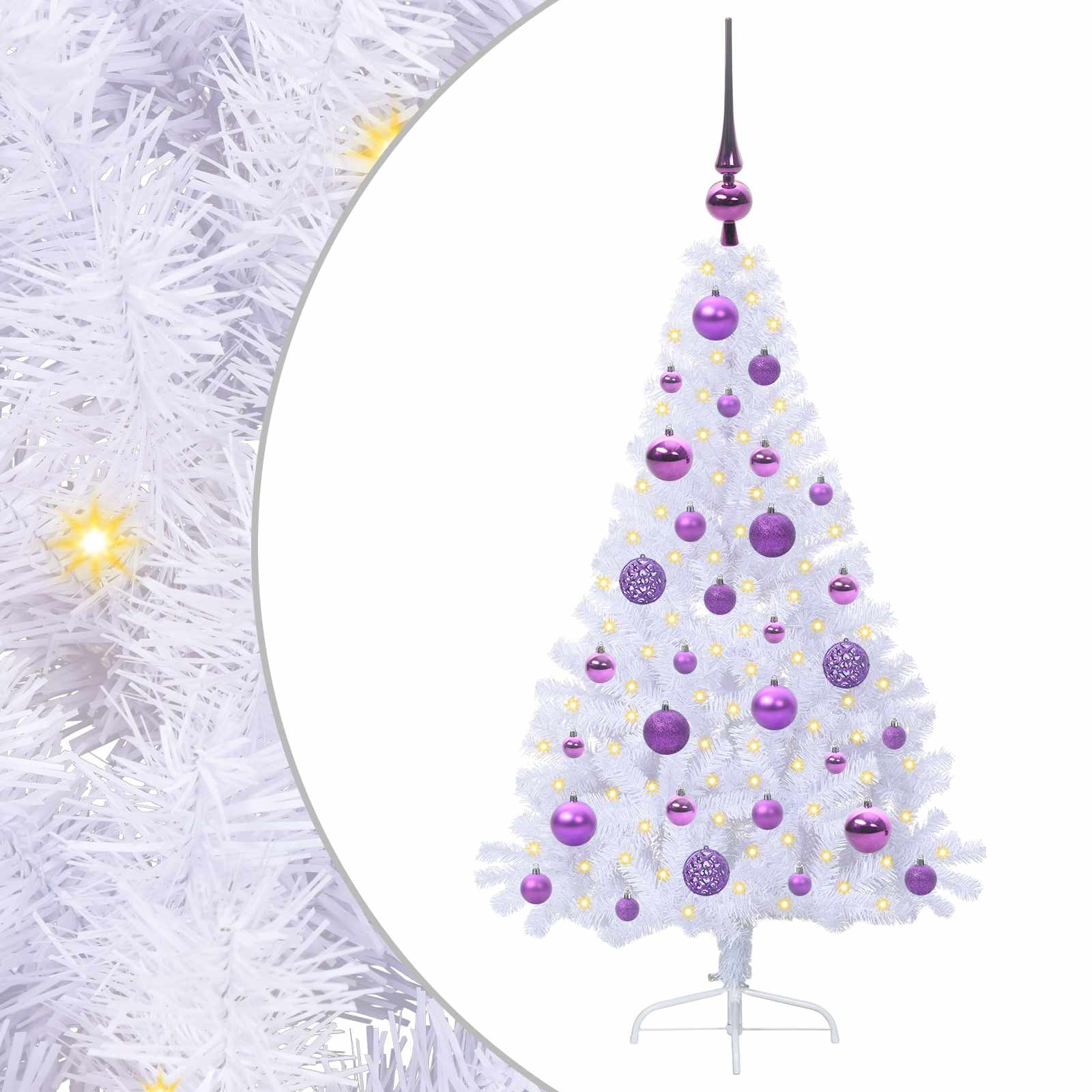Sapin de Noël artificiel avec 150 LED Blanc 120 cm PVC et Acier – Image 2