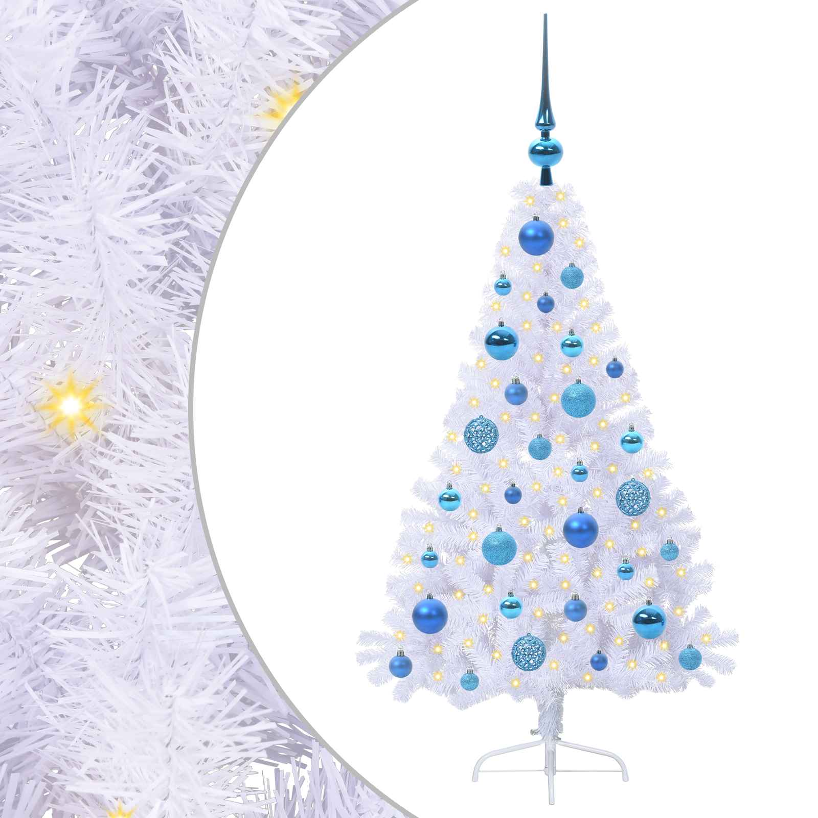 Sapin de Noël artificiel avec 150 LED Blanc 120 cm PVC et Acier – Image 2