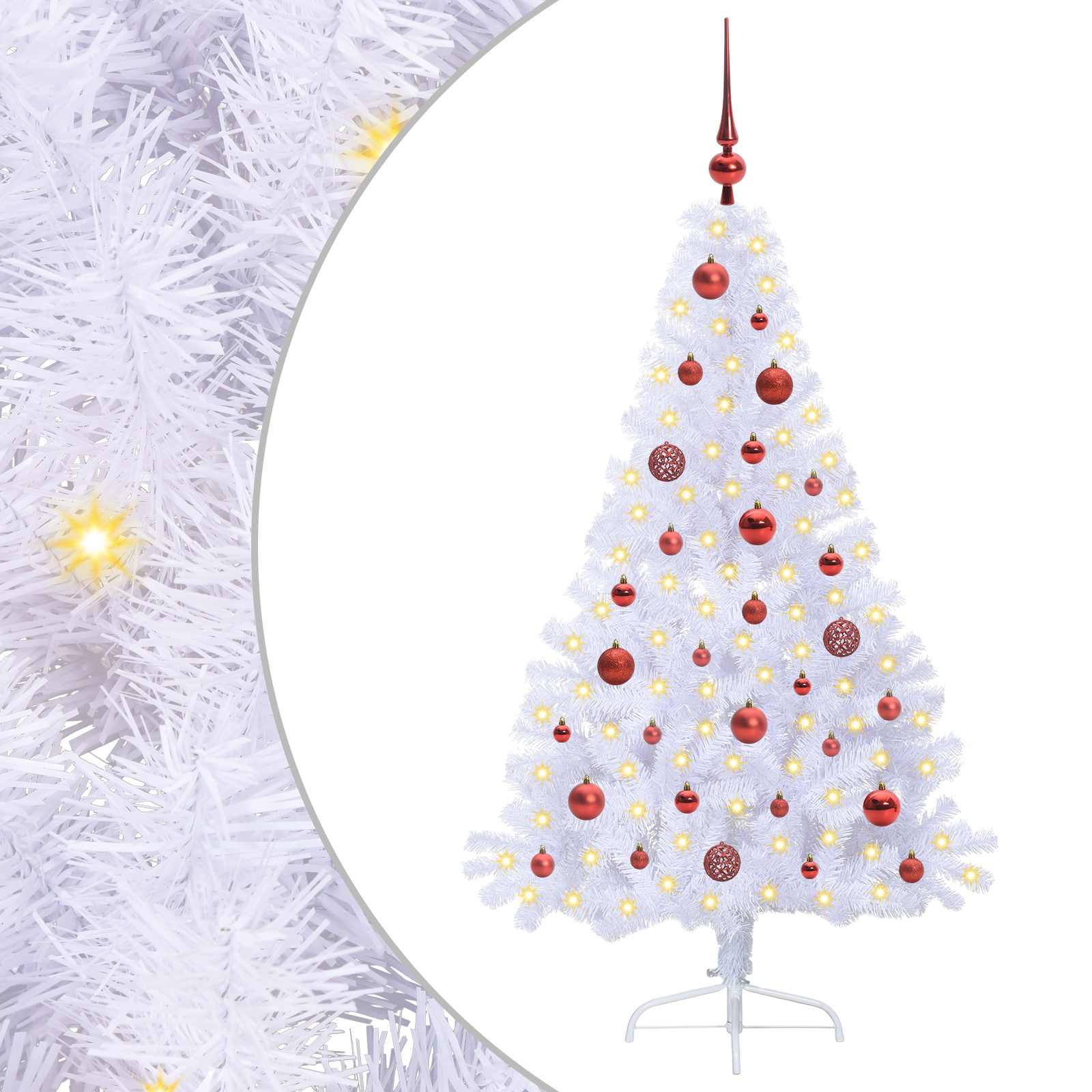 Sapin de Noël artificiel avec 150 LED Blanc 150 cm PVC et Acier – Image 2