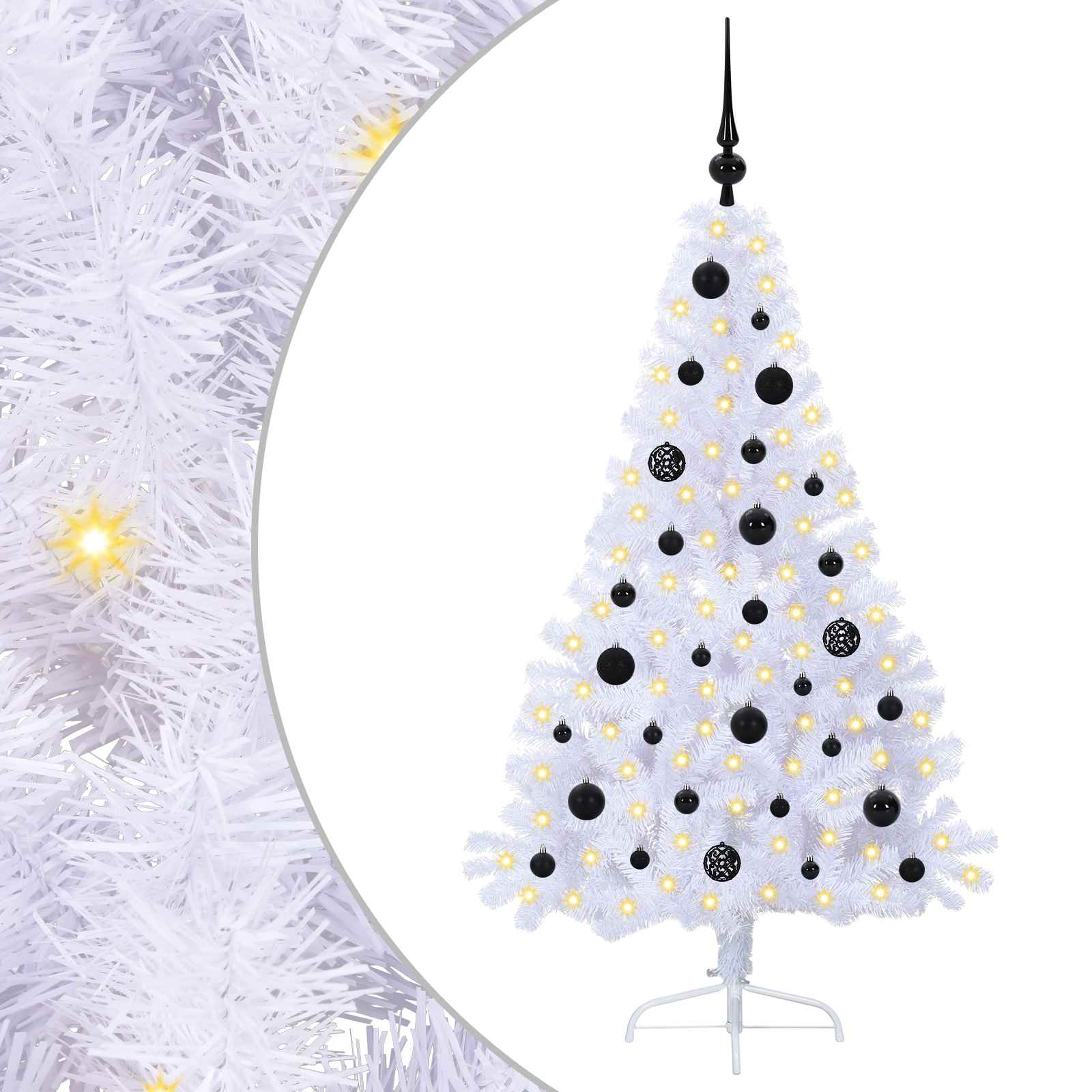 Sapin de Noël artificiel avec 150 LED Blanc 150 cm PVC et Acier – Image 2