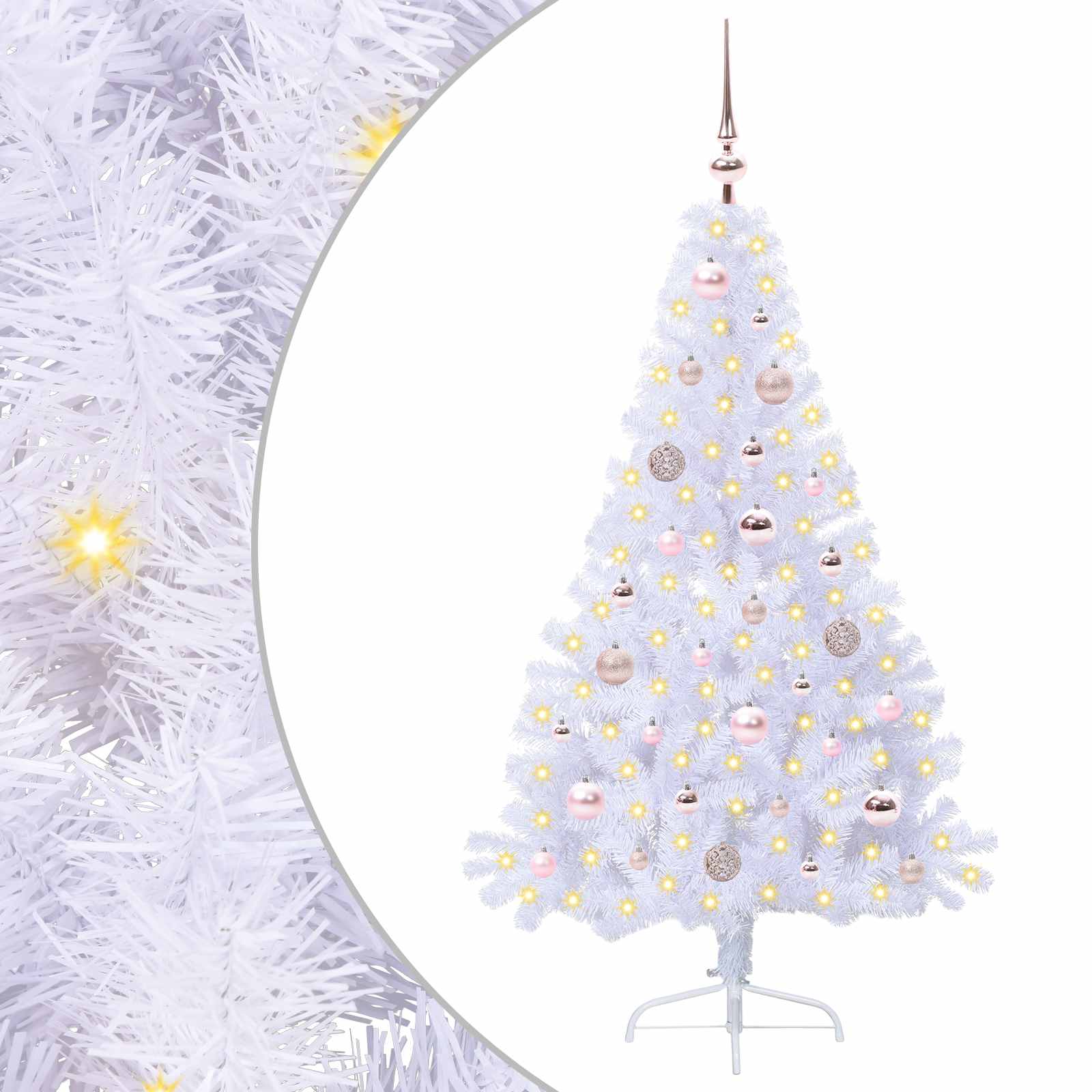 Sapin de Noël artificiel avec 150 LED Blanc 150 cm PVC et Acier – Image 2