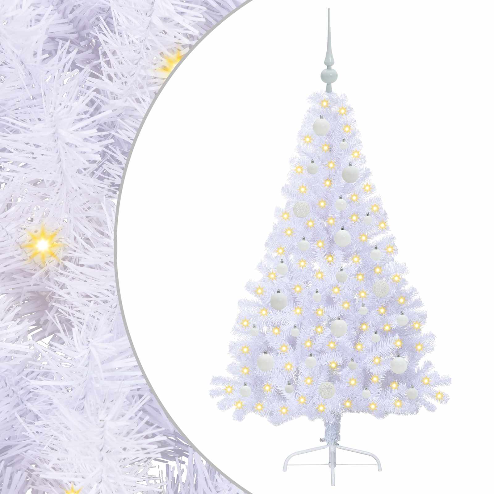 Sapin de Noël artificiel avec 150 LED Blanc 150 cm PVC et Acier – Image 2