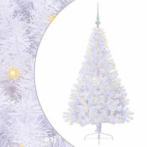 vidaXL Tehisj&otilde;ulupuu koos 150 LED-iga Valge 150 cm PVC ja teras