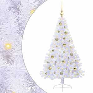 vidaXL Tehisj&otilde;ulupuu koos 150 LED-iga Valge 150 cm PVC ja teras