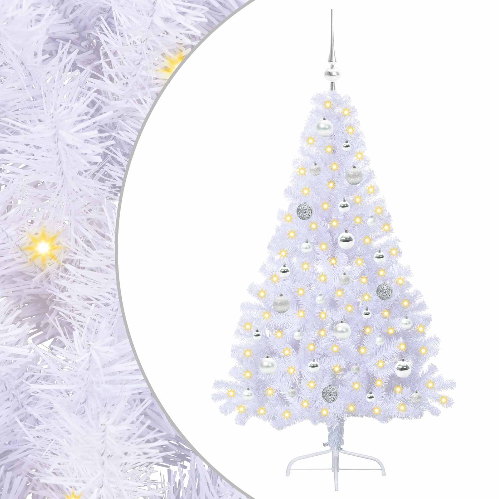 Sapin de Noël artificiel avec 150 LED Blanc 150 cm PVC et Acier – Image 2